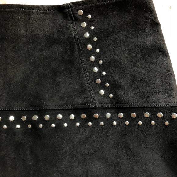 Black Suede Skirt with Embellishments - Picture 2 of 3